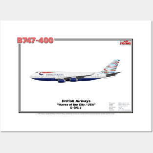 Boeing B747-400 - British Airways "Waves of the City / USA" (Art Print) Posters and Art